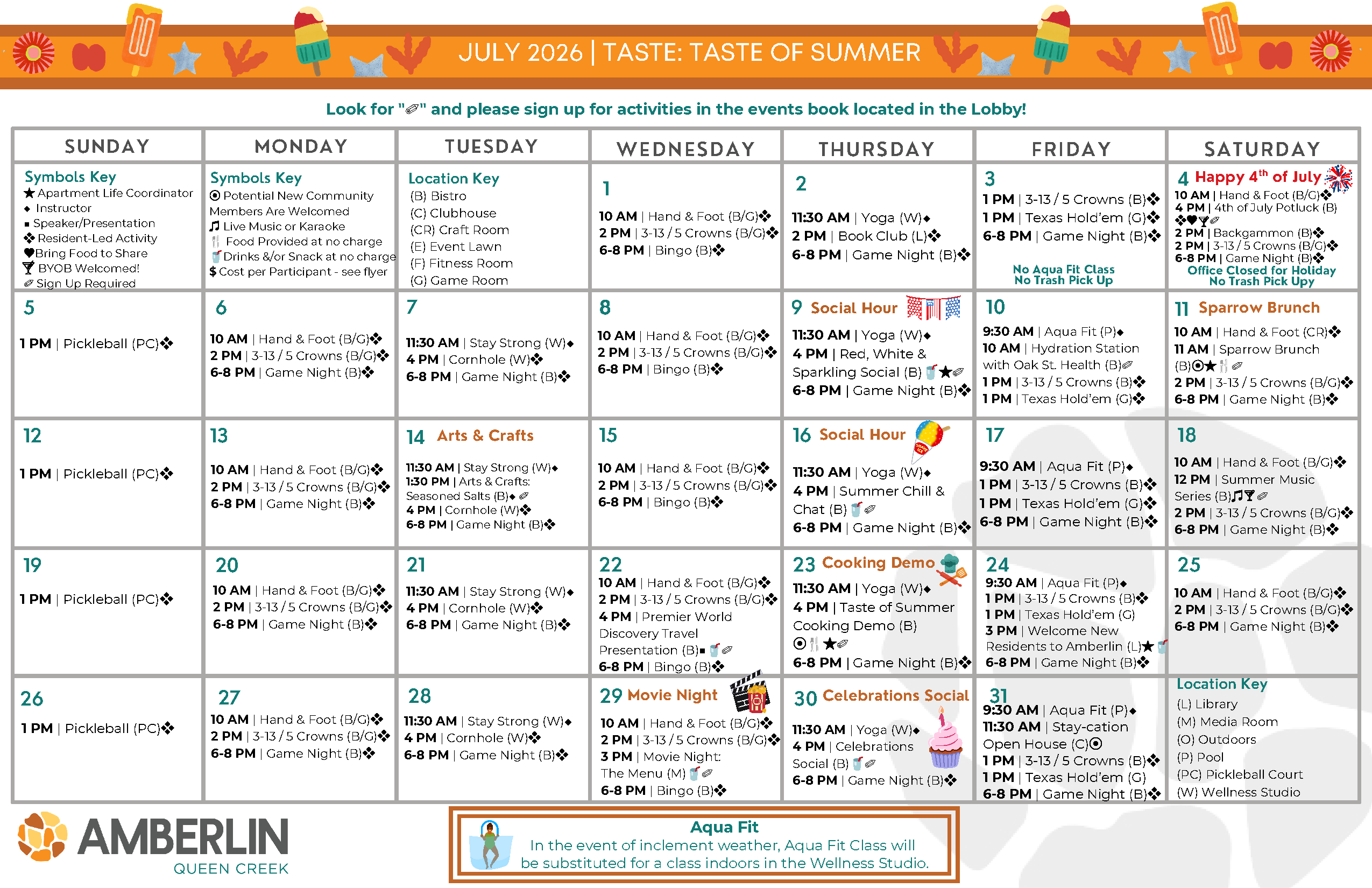 July Event Calendar July Event Calendar